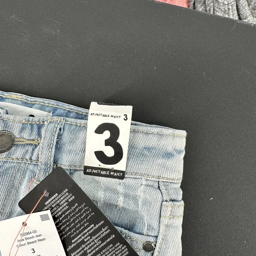 Cotton On Toddler Size 3 Adjustable Waist Distressed Jeans‎ Girls NWT